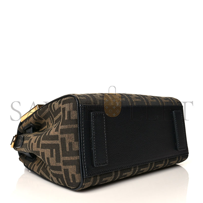 FENDI X VERSACE GRAINED CALFSKIN FENDACE  LA MEDUSA TOP HANDLE BAG BLACK BROWN (25*22*15cm) 